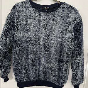 POOF WOMENS BLUE FLEECE FUR SWEATER SIZE SMALL